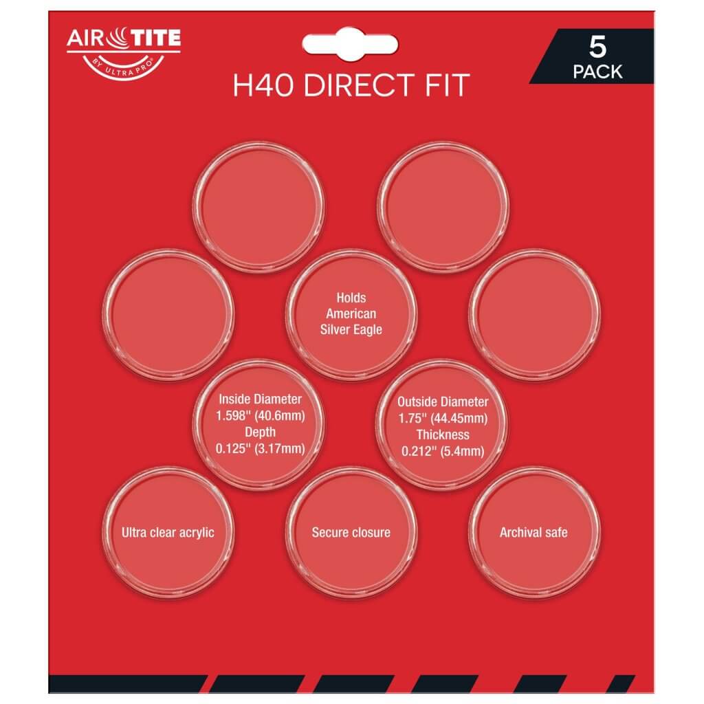 ULTRA PRO Coin Capsules- Air-Tite H40 Direct Fit Holder 5-Pack ULTRA PRO Coin Capsules- Air-Tite H40 Direct Fit Holder 5-Pack